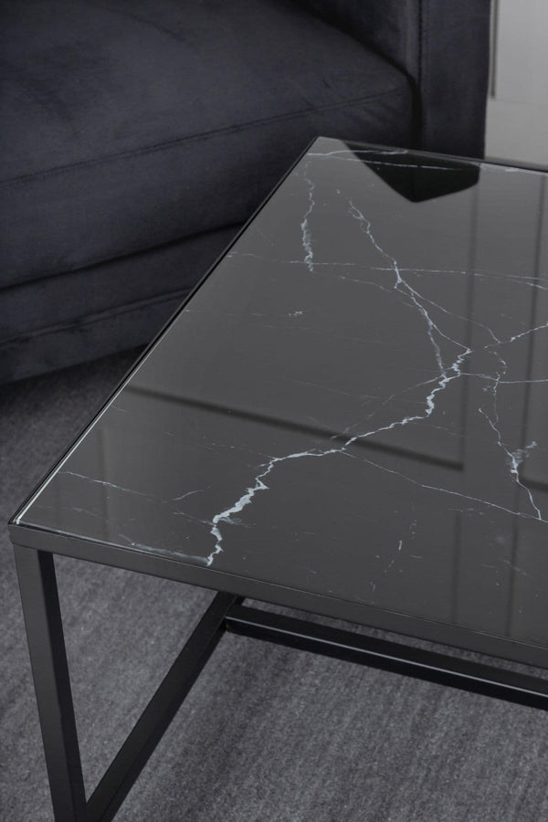 Dipp Black Glass Sofa Table 130x60 cm – Stylish Nordic Coffee Table by Mmilo