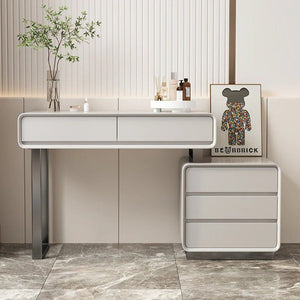 Dobson Modern Dressing Table with LED Light Mirror, Light Grey Finish – Contemporary Bedroom Vanity Table with Storage, Elegant Makeup Station 120cm Light Grey - Sleek Furniture