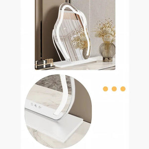 Dobson Modern Dressing Table with LED Light Mirror, Light Grey Finish – Contemporary Bedroom Vanity Table with Storage, Elegant Makeup Station 120cm Light Grey - Sleek Furniture