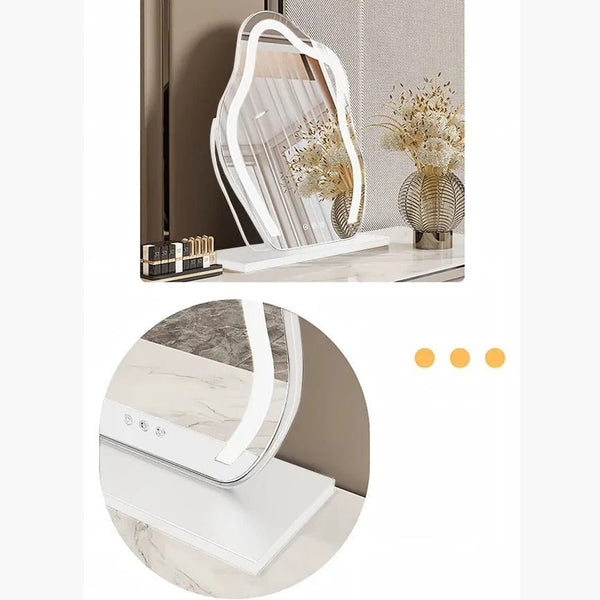 Dobson Modern Dressing Table with LED Light Mirror, Light Grey Finish – Contemporary Bedroom Vanity Table with Storage, Elegant Makeup Station 120cm Light Grey - Sleek Furniture