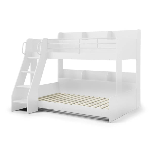 Domino Triple Sleeper Bunk Bed with Single Over Small Double – White or Light Grey - Sleek Furniture