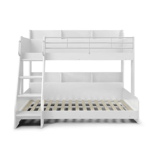 Domino Triple Sleeper Bunk Bed with Single Over Small Double – White or Light Grey - Sleek Furniture