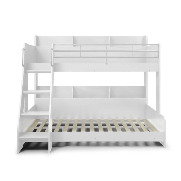 Domino Triple Sleeper Bunk Bed with Single Over Small Double – White or Light Grey - Sleek Furniture