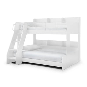 Domino Triple Sleeper Bunk Bed with Single Over Small Double – White or Light Grey - Sleek Furniture