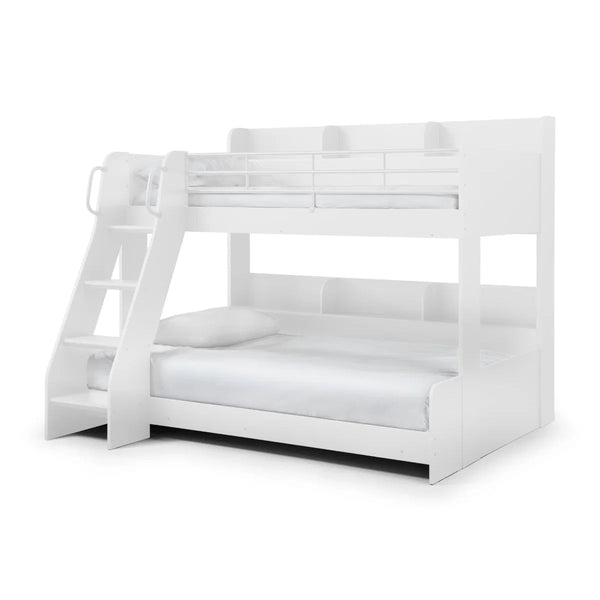Domino Triple Sleeper Bunk Bed with Single Over Small Double – White or Light Grey - Sleek Furniture