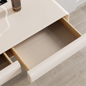 Donnelly Luxury Dressing Table with LED Mirror, Cream Vanity Desk with Sintered Stone Top & Stainless Steel Frame - Sleek Furniture