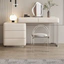 Donnelly Luxury Dressing Table with LED Mirror, Cream Vanity Desk with Sintered Stone Top & Stainless Steel Frame - Sleek Furniture