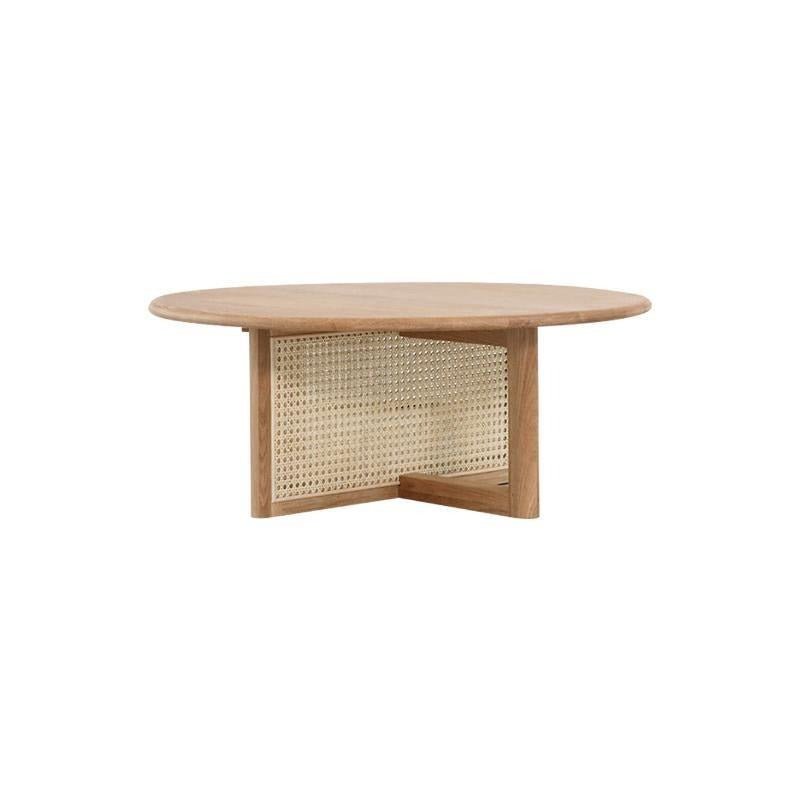 Dora Rattan Coffee Table Light Oak Wooden Living Room Table with Natural Rattan Shelf Modern Contemporary Centre Table - Sleek Furniture