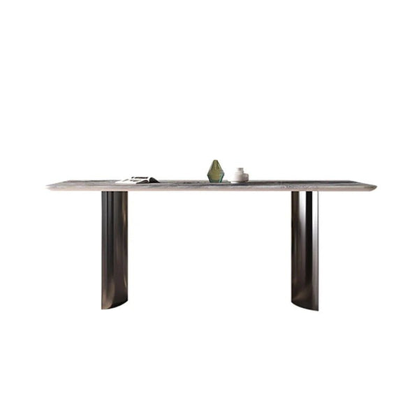 Doris Marble Dining Table with Stainless Steel Base, Modern Luxury Rectangular Dining Table for Kitchen & Dining Room, Contemporary Statement Table - Sleek Furniture
