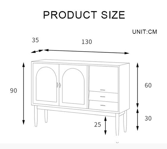Dorota Natural Rattan Sideboard Cabinet with Solid Wood Frame, Cherrywood Finish Storage Console for Living Room, Dining Room & Hallway - Sleek Furniture