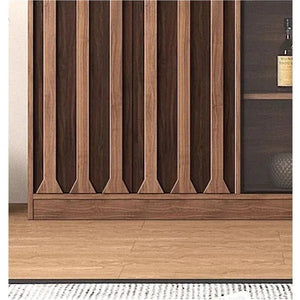Dory Solid Wood Wine Cabinet & Drinks Bar Storage Unit – Walnut Finish, Glass Door Wine Rack Cabinet with MDF Interior – Modern Contemporary Home Bar Furniture (Size C) - Sleek Furniture
