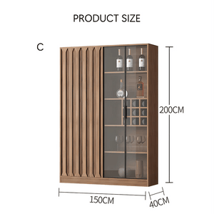 Dory Solid Wood Wine Cabinet & Drinks Bar Storage Unit – Walnut Finish, Glass Door Wine Rack Cabinet with MDF Interior – Modern Contemporary Home Bar Furniture (Size C) - Sleek Furniture