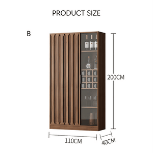 Dory Solid Wood Wine Cabinet & Drinks Bar Storage Unit – Walnut Finish, Glass Door Wine Rack Cabinet with MDF Interior – Modern Contemporary Home Bar Furniture (Size C) - Sleek Furniture