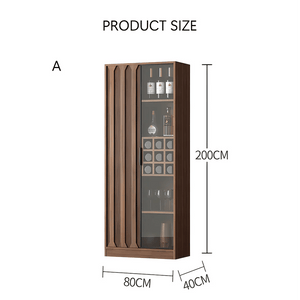 Dory Solid Wood Wine Cabinet & Drinks Bar Storage Unit – Walnut Finish, Glass Door Wine Rack Cabinet with MDF Interior – Modern Contemporary Home Bar Furniture (Size C) - Sleek Furniture