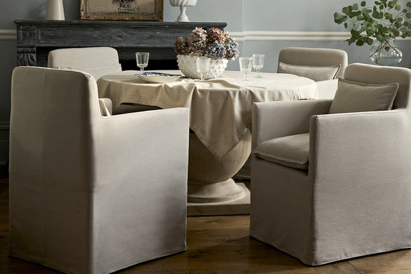 Anders Dining Chair with Arms in Pumice House Basket Weave