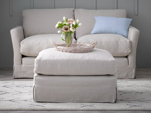 Otto Large Rectangular Footstool in Pumice House Basket Weave