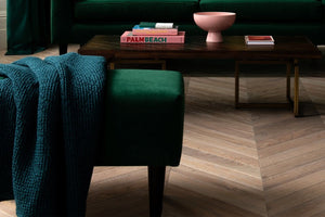 Jude Rectangular Footstool in Green Velvet