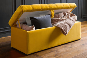 Valentin Storage Bench in Alabaster Brushed Linen Cotton