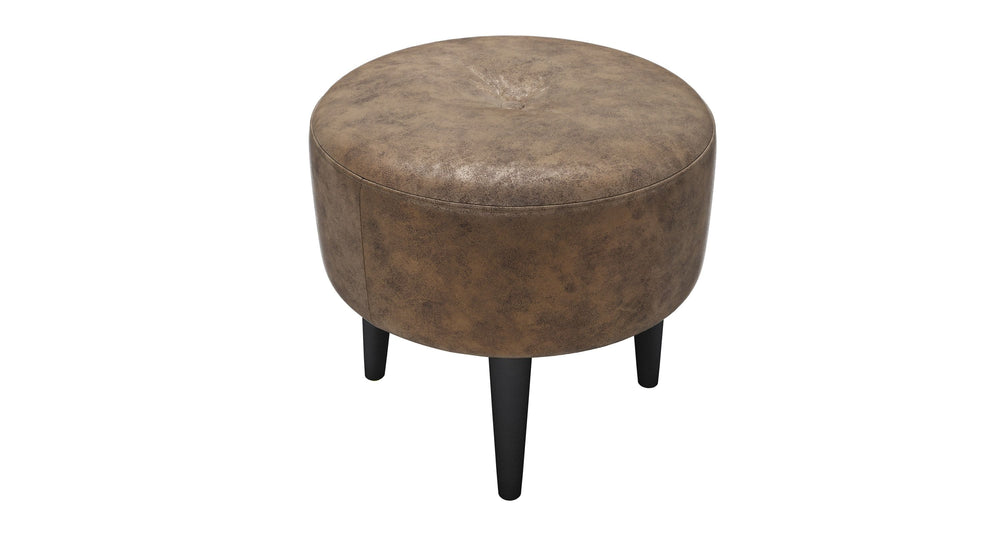 Jack Round Footstool in Ash Faux Leather