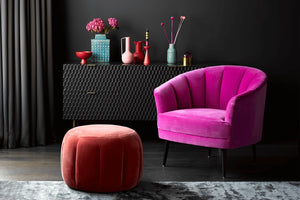 Harper Round Footstool in Pumice House Basket Weave