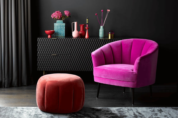 Harper Round Footstool in Pumice House Basket Weave