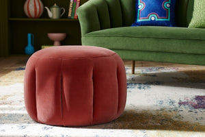 Harper Round Footstool in Pumice House Basket Weave