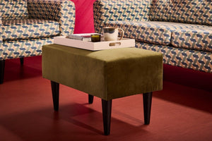Jude Rectangular Footstool in Green Velvet