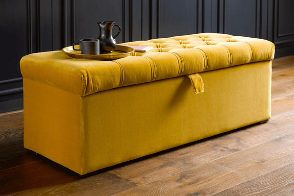 Valentin Storage Bench in Alabaster Brushed Linen Cotton