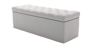Valentin Storage Bench in Alabaster Brushed Linen Cotton