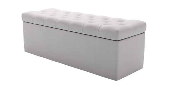 Valentin Storage Bench in Alabaster Brushed Linen Cotton
