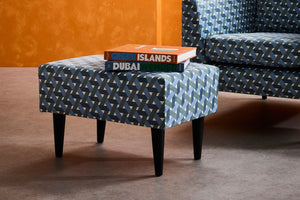 Jude Rectangular Footstool in Green Velvet