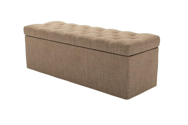 Valentin Storage Bench in Alabaster Brushed Linen Cotton