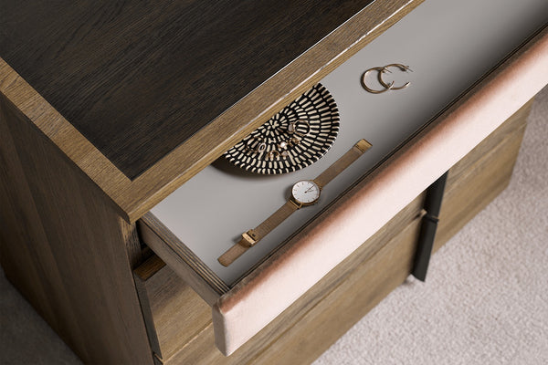 Amalfi Bedside Chest of Drawers in Pumice House Basket Weave