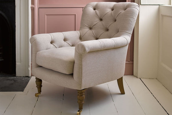 Poppy Armchair in Dusty Rose Cotton Matt Velvet
