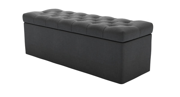 Valentin Storage Bench in Alabaster Brushed Linen Cotton