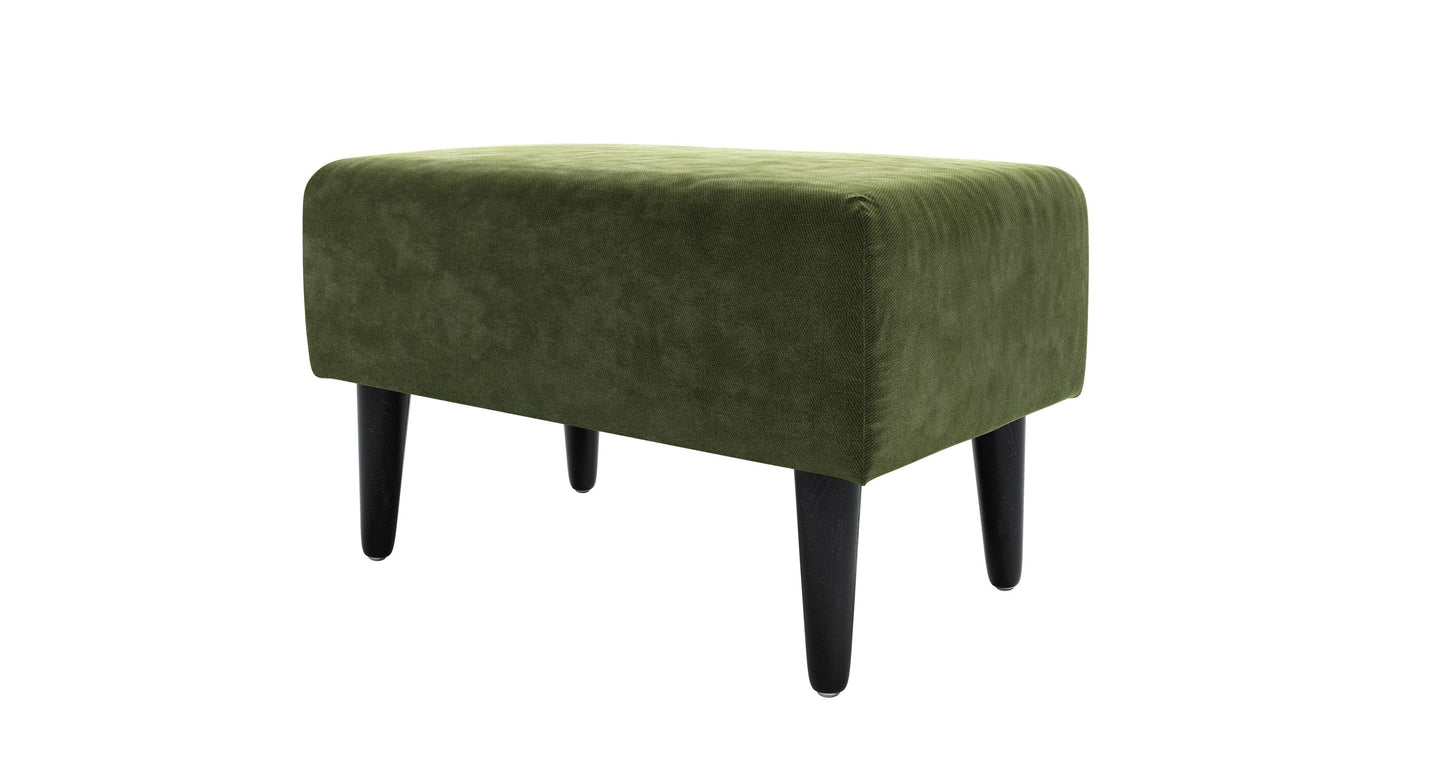 Jude Rectangular Footstool in Green Velvet
