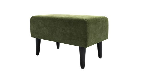 Jude Rectangular Footstool in Green Velvet