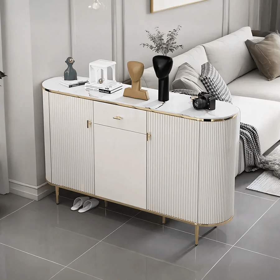 Drake Shoe Storage Cabinet, White & Gold – Modern Metal & MDF Shoe Rack Organizer, Contemporary Flat Pack Entryway Storage Unit for Shoes - Sleek Furniture