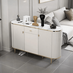 Drake Shoe Storage Cabinet, White & Gold – Modern Metal & MDF Shoe Rack Organizer, Contemporary Flat Pack Entryway Storage Unit for Shoes - Sleek Furniture