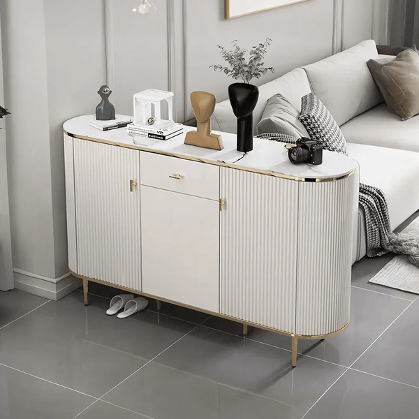 Drake Shoe Storage Cabinet, White & Gold – Modern Metal & MDF Shoe Rack Organizer, Contemporary Flat Pack Entryway Storage Unit for Shoes - Sleek Furniture