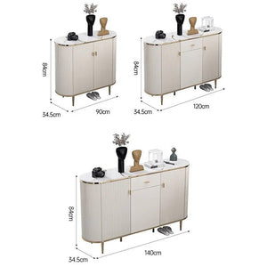 Drake Shoe Storage Cabinet, White & Gold – Modern Metal & MDF Shoe Rack Organizer, Contemporary Flat Pack Entryway Storage Unit for Shoes - Sleek Furniture
