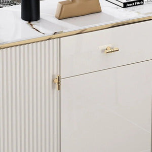 Drake Shoe Storage Cabinet, White & Gold – Modern Metal & MDF Shoe Rack Organizer, Contemporary Flat Pack Entryway Storage Unit for Shoes - Sleek Furniture