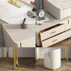 Duran Cream Dressing Table with LED Mirror & Storage Drawers – Modern Bedroom Vanity Set - Sleek Furniture