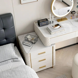 Duran Cream Dressing Table with LED Mirror & Storage Drawers – Modern Bedroom Vanity Set - Sleek Furniture