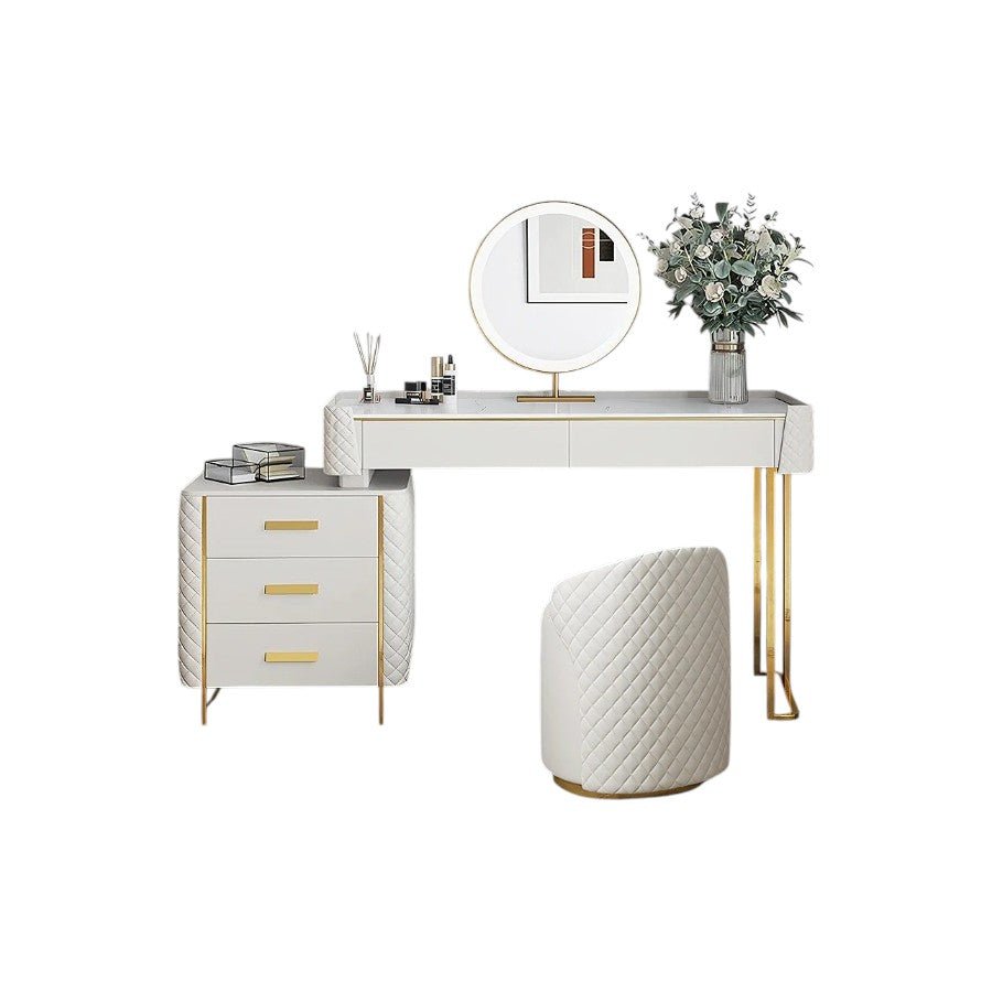 Duran Cream Dressing Table with LED Mirror & Storage Drawers – Modern Bedroom Vanity Set - Sleek Furniture