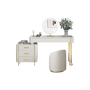 Duran Cream Dressing Table with LED Mirror & Storage Drawers – Modern Bedroom Vanity Set - Sleek Furniture