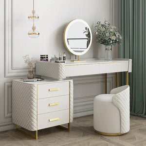 Duran Cream Dressing Table with LED Mirror & Storage Drawers – Modern Bedroom Vanity Set - Sleek Furniture