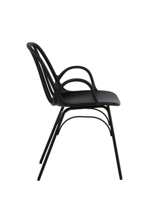 Dyrön Dining Chair Set of 2, Black – Modern Plastic Chairs with Steel Legs