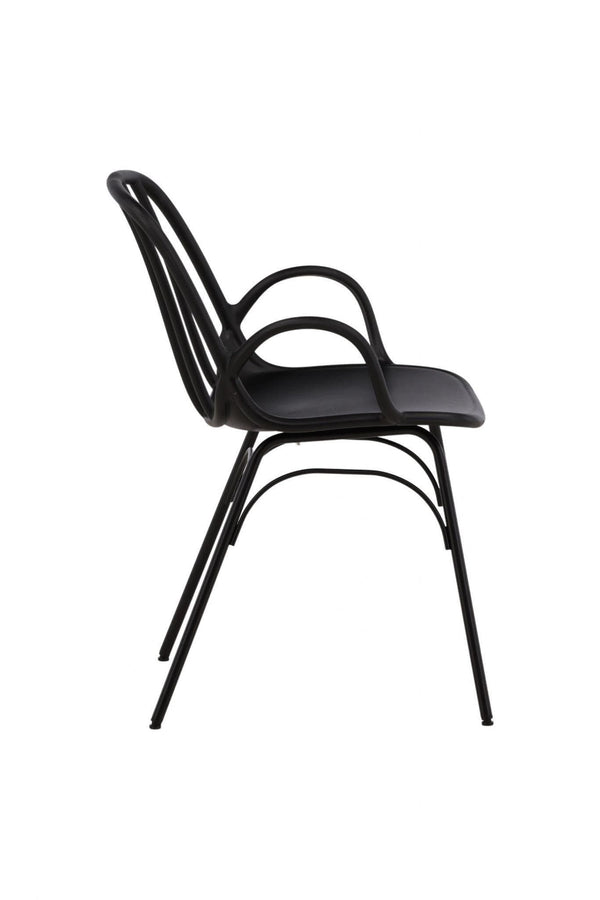 Dyrön Dining Chair Set of 2, Black – Modern Plastic Chairs with Steel Legs