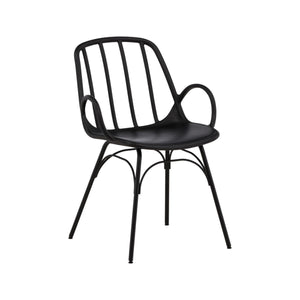 Dyrön Dining Chair Set of 2, Black – Modern Plastic Chairs with Steel Legs